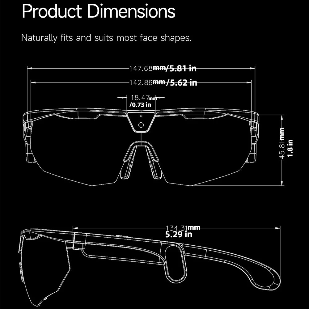 2026 New AI Smart Cycling Glasses 8MP Camera 1200P Video Record Real-time Translate BT Call Men Women Sports Eyewear Sunglasses