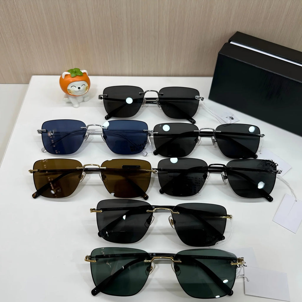 Unisex Rimless Retro Sunglasses, UV400 Protection Classic Vintage Style New