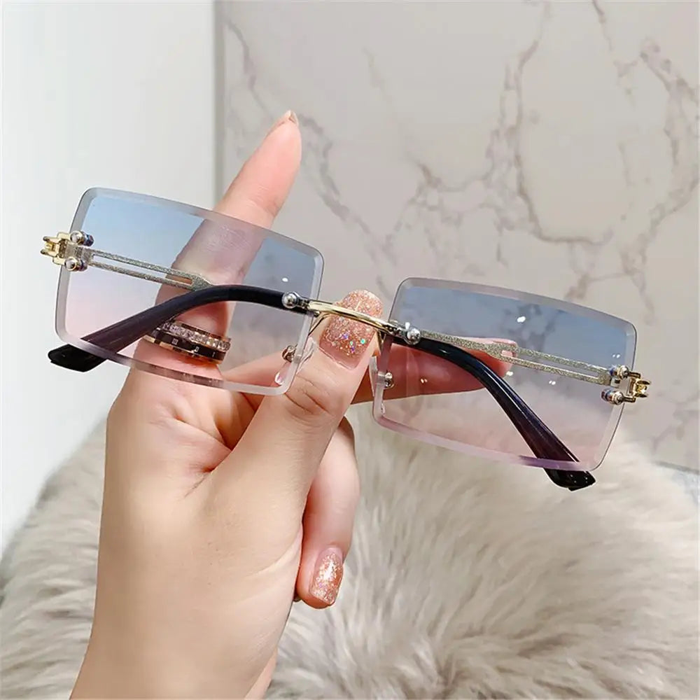 Retro Eyewear UV400 Rectangle Sunglasses Sunglasses for Women Vintage Sunglasses Frameless Sunglasses