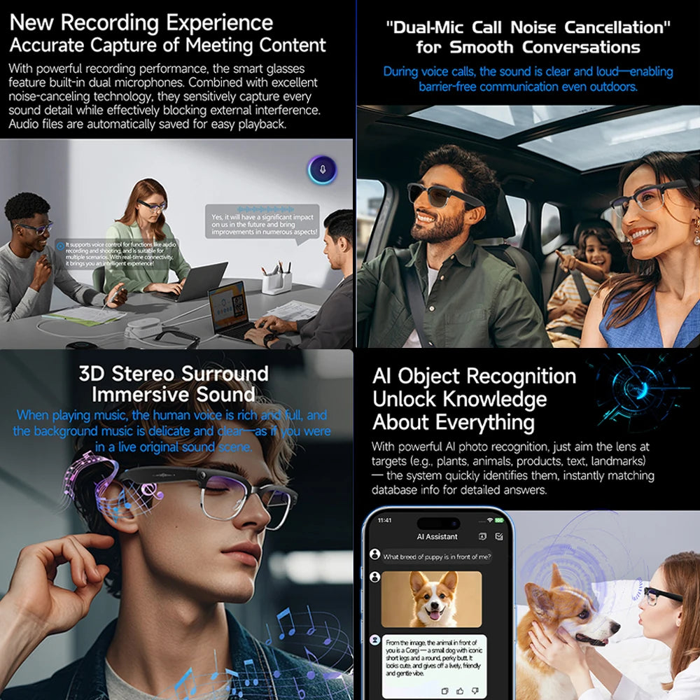 2026 New 4K HD AI Smart Glasses Men 800W Pixel Camera Take a Picture 32GB WIFI Transmission Voice Assistant Smart Glasses Women