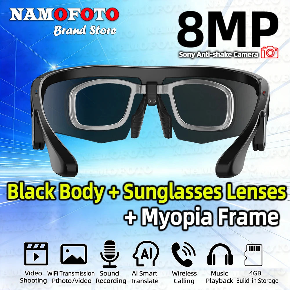 2026 New AI Smart Cycling Glasses 8MP Camera 1200P Video Record Real-time Translate BT Call Men Women Sports Eyewear Sunglasses