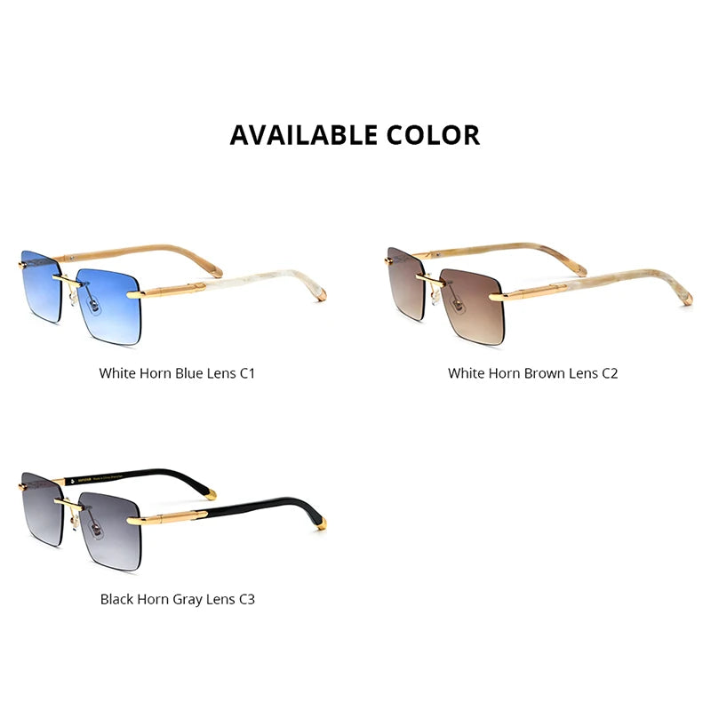 HEPIDEM Buffalo Horn Sunglasses Women Brand Design Square Rimless High Quality Men Sun glasses Luxury Eyewear Buffs Eyeglasses