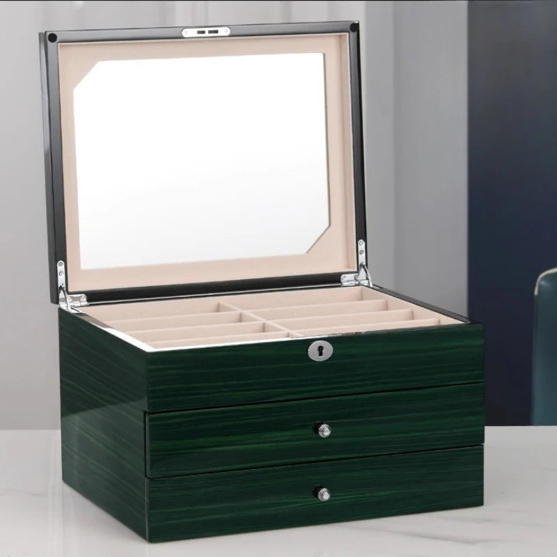 Wood Multi-layer Glasses Storage Box Lockable Glasses Storage Boxes Women's Sunglasses Organizer Container Trinket Display Case