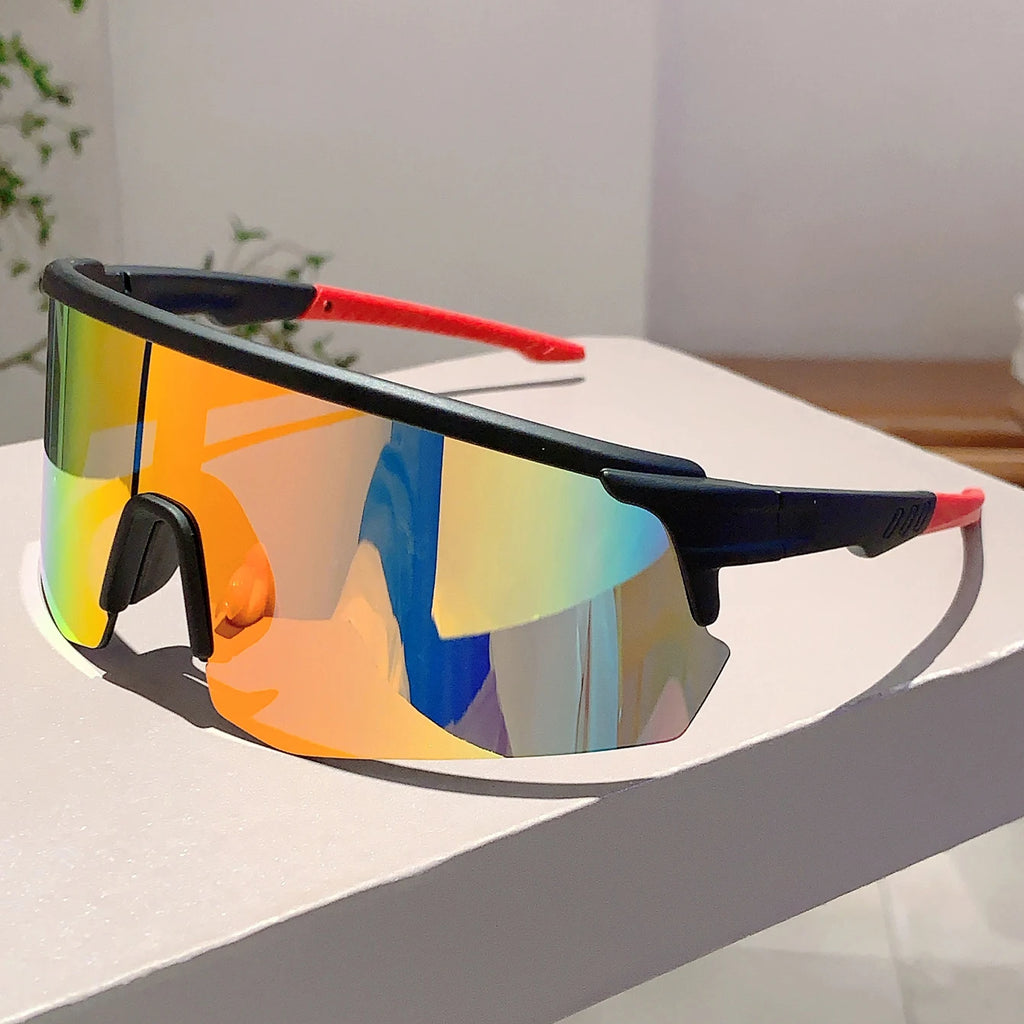 Semi-rimless Sports Sunglasses New Oversized Wrapped Round Outdoor Protective Goggle Women Trendy Mirror Cycling Shades