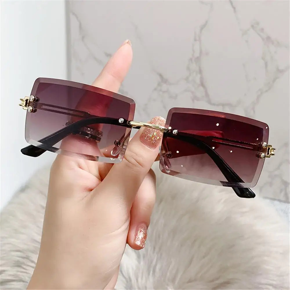 Retro Eyewear UV400 Rectangle Sunglasses Sunglasses for Women Vintage Sunglasses Frameless Sunglasses