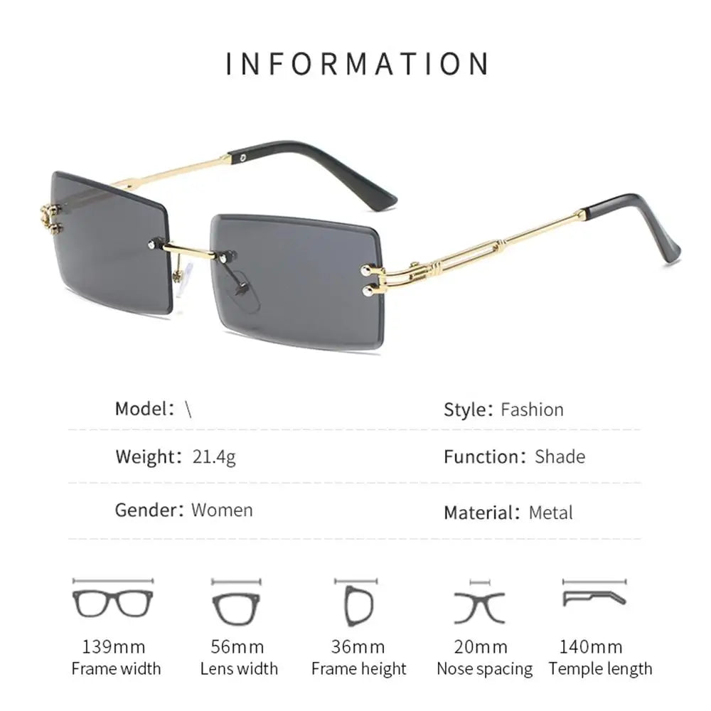Retro Eyewear UV400 Rectangle Sunglasses Sunglasses for Women Vintage Sunglasses Frameless Sunglasses
