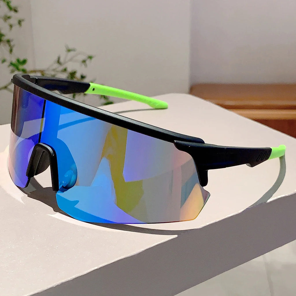 Semi-rimless Sports Sunglasses New Oversized Wrapped Round Outdoor Protective Goggle Women Trendy Mirror Cycling Shades