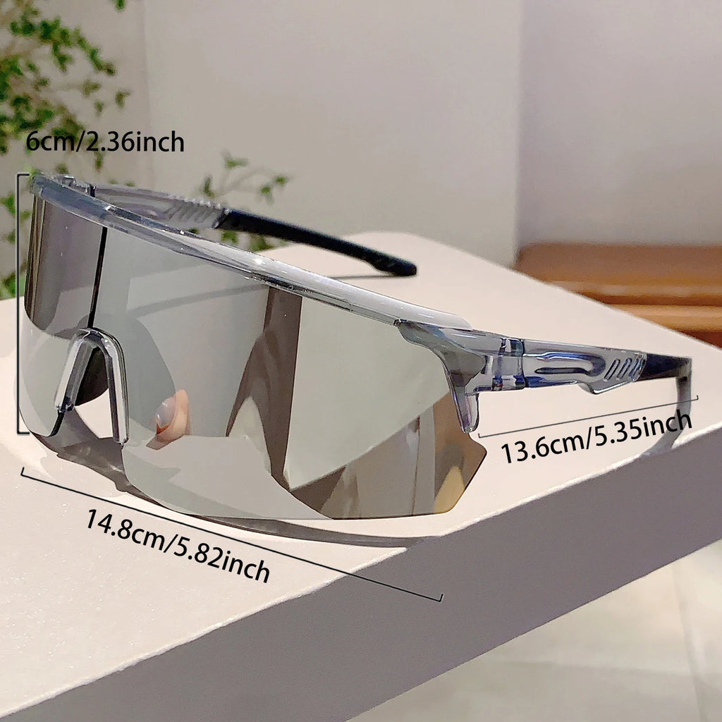 Semi-rimless Sports Sunglasses New Oversized Wrapped Round Outdoor Protective Goggle Women Trendy Mirror Cycling Shades