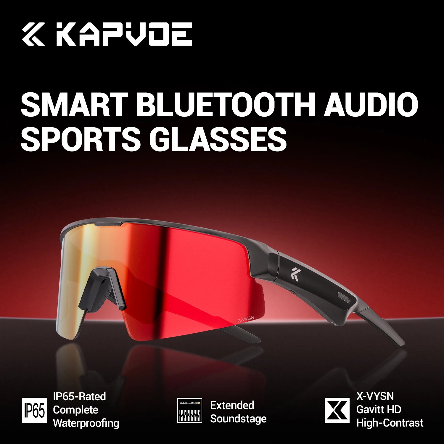 KAPVOE UV400 HD Smart Bluetooth Sunglasses Outdoor Sports Running Hiking and Cycling Glasses Driving Sunglasses Stylish Unisex