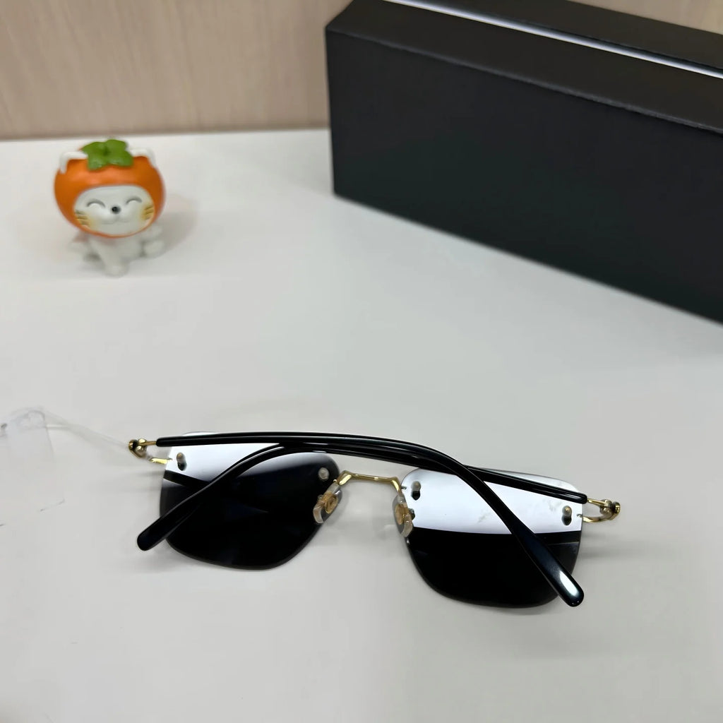 Unisex Rimless Retro Sunglasses, UV400 Protection Classic Vintage Style New