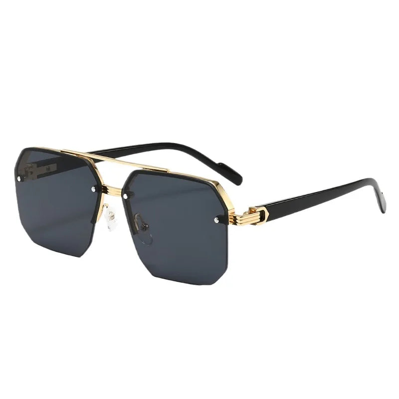 New Sunglasses for Men – Oversized Frames That Slim The Face, UV-Protective, Premium Semi-Rimless Driving Sunglasses