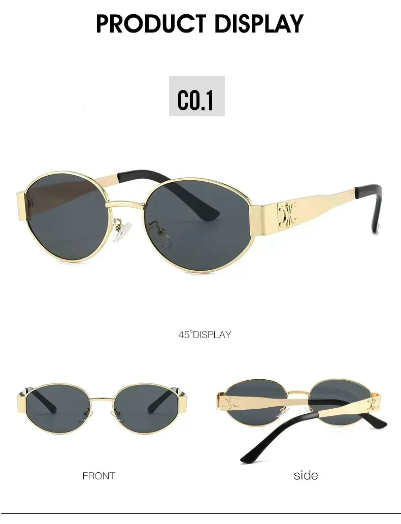 Luxury Metal Brand Sunglasses for Men and Women Unisex Designer Fashion Sun Glasses Oval Unisex Stylish Eyewear Shades UV400
