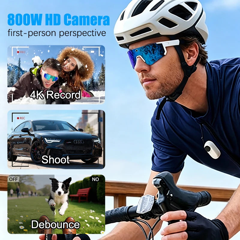 2026 New Smart Shooting&Recording Glasses Anti-Shake 800W HD Camera AI Voice Assistant Bluetooth Call Goggles for Cycling Skiing